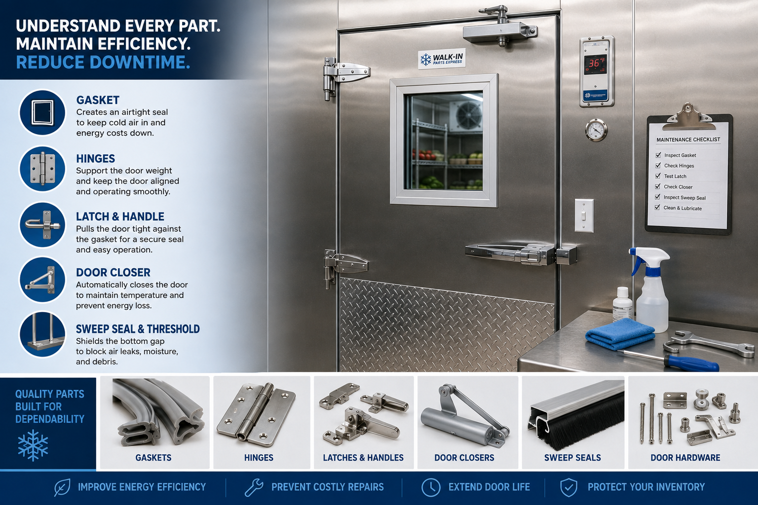 The Complete Guide to Walk-In Cooler Doors: Parts, Maintenance, Repairs, and Replacement