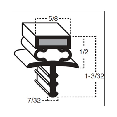 Mag. Gasket 301 3Sided 371/4" x 96" (OD to OD)